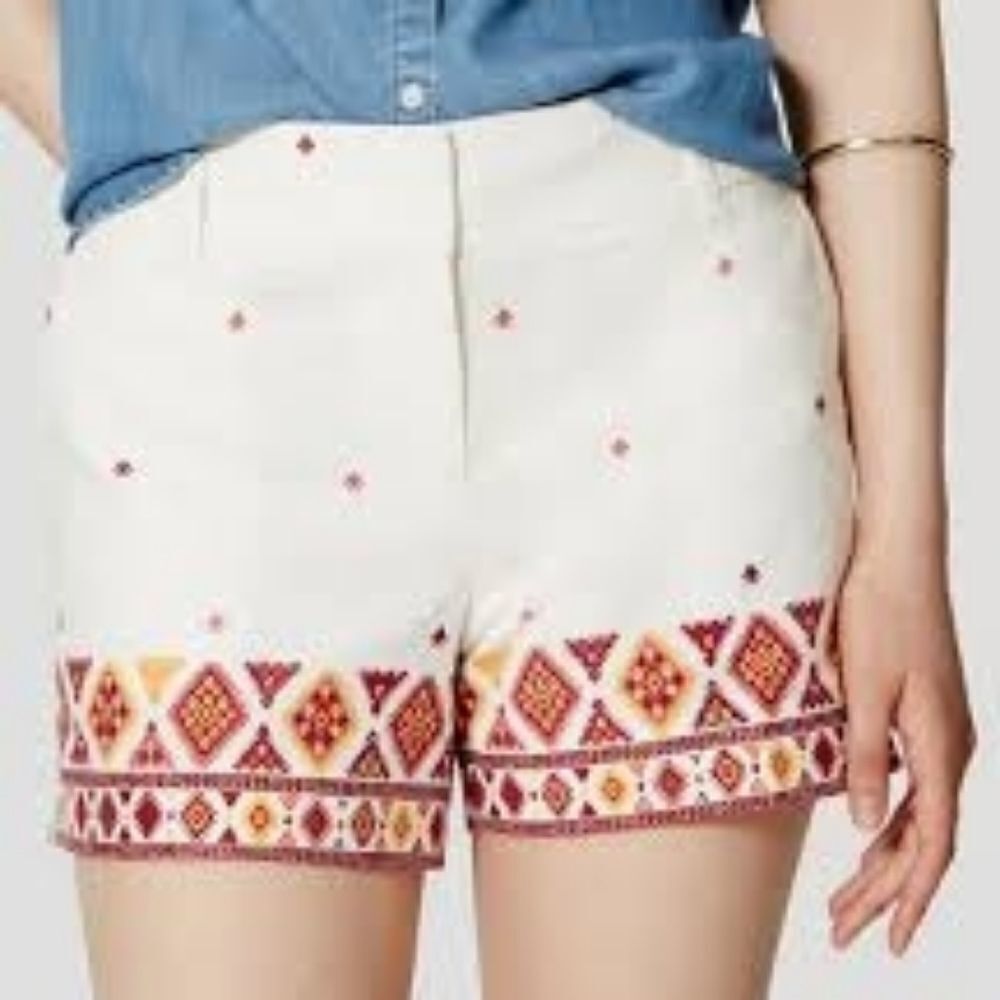 LOFT Riviera Shorts embroidered chinos pockets 6